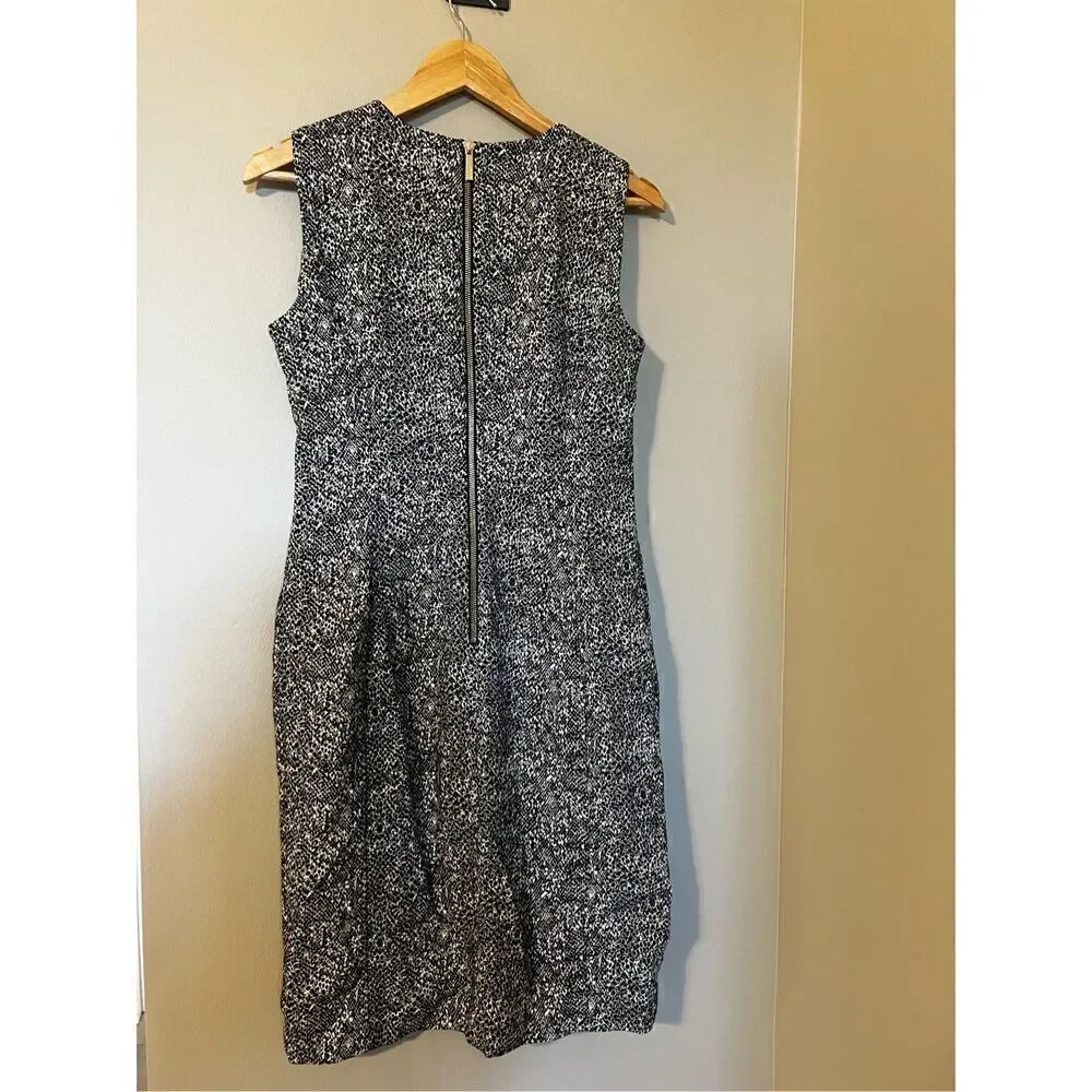 Calvin Klein Women’s Size 10 Sleeveless Zip Up Snake Print Dress Black White